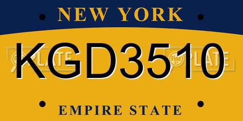 KGD3510 New York License Plate