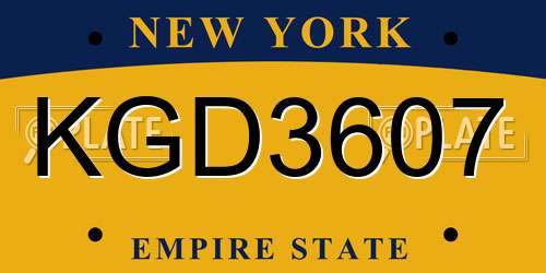 KGD3607 New York License Plate