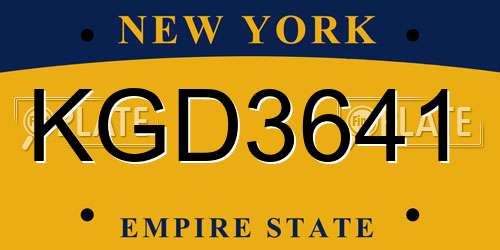 KGD3641 New York License Plate