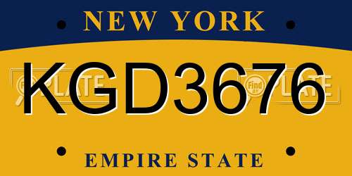 KGD3676 New York License Plate