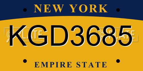 KGD3685 New York License Plate