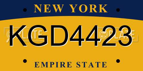 KGD4423 New York License Plate
