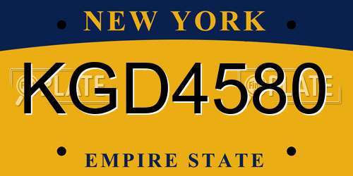KGD4580 New York License Plate