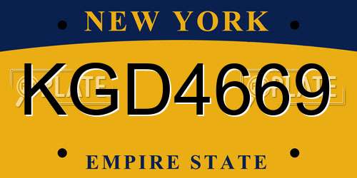 KGD4669 New York License Plate