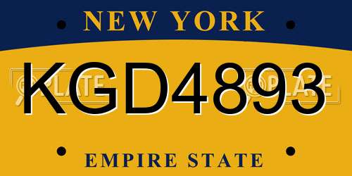 KGD4893 New York License Plate