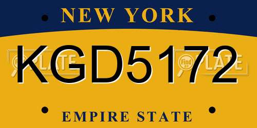 KGD5172 New York License Plate