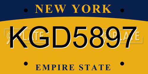 KGD5897 New York License Plate