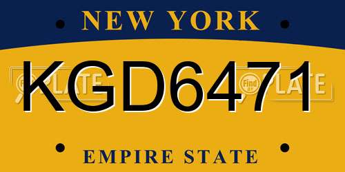 KGD6471 New York License Plate