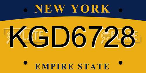 KGD6728 New York License Plate