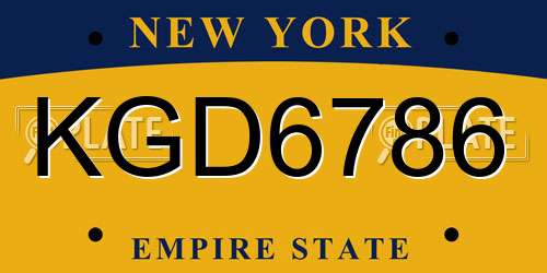 KGD6786 New York License Plate