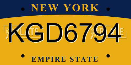 KGD6794 New York License Plate