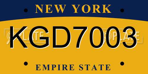 KGD7003 New York License Plate