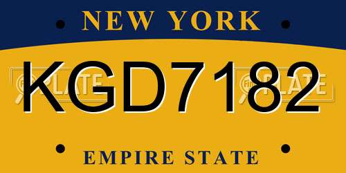 KGD7182 New York License Plate