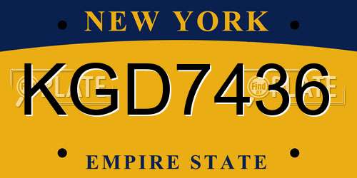 KGD7436 New York License Plate