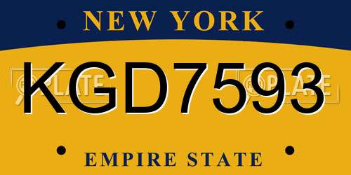 KGD7593 New York License Plate