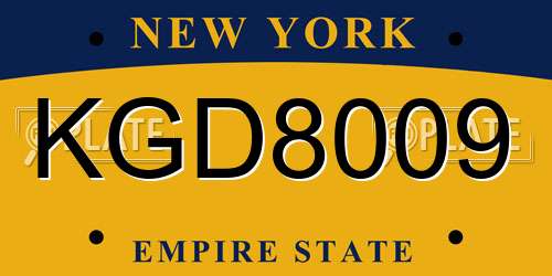 KGD8009 New York License Plate