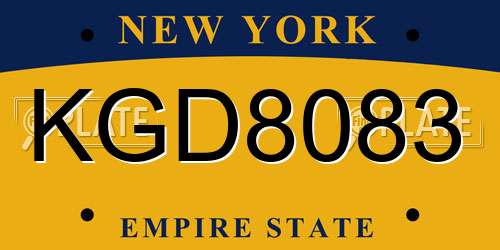 KGD8083 New York License Plate