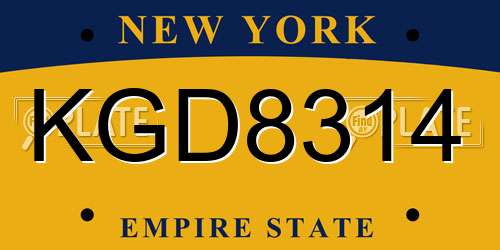 KGD8314 New York License Plate