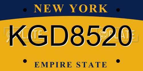 KGD8520 New York License Plate