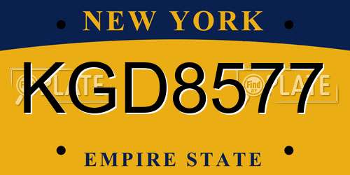 KGD8577 New York License Plate
