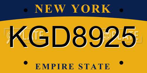 KGD8925 New York License Plate