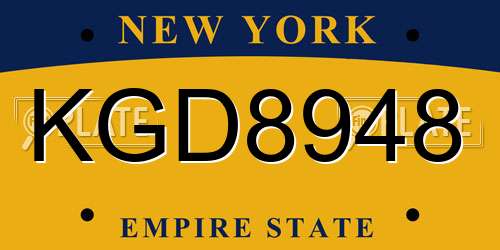 KGD8948 New York License Plate