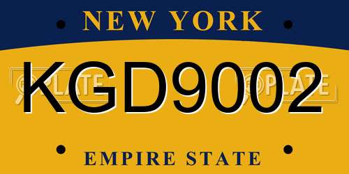 KGD9002 New York License Plate
