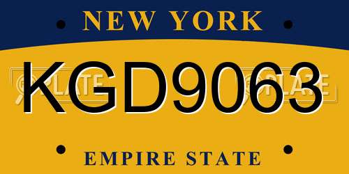 KGD9063 New York License Plate