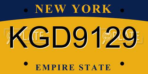 KGD9129 New York License Plate