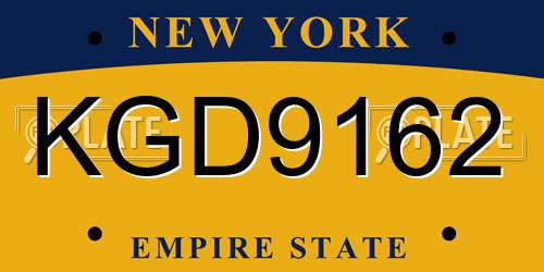 KGD9162 New York License Plate