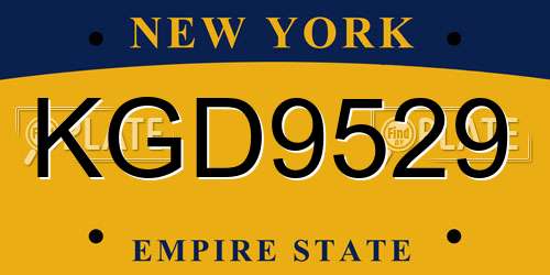 KGD9529 New York License Plate