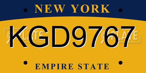 KGD9767 New York License Plate