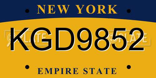 KGD9852 New York License Plate