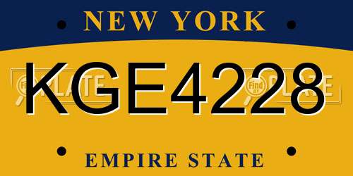 KGE4228 New York License Plate