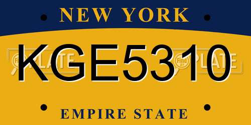 KGE5310 New York License Plate