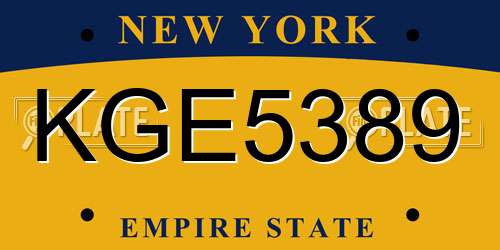 KGE5389 New York License Plate