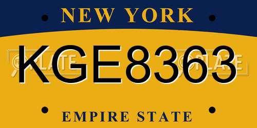 KGE8363 New York License Plate