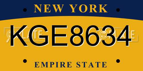KGE8634 New York License Plate