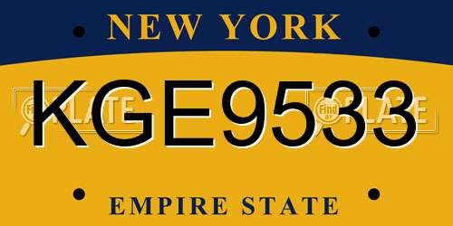 KGE9533 New York License Plate