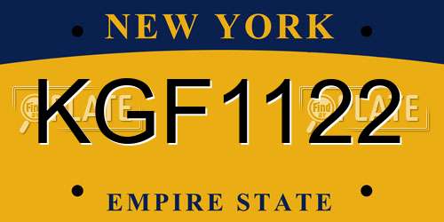 KGF1122 New York License Plate