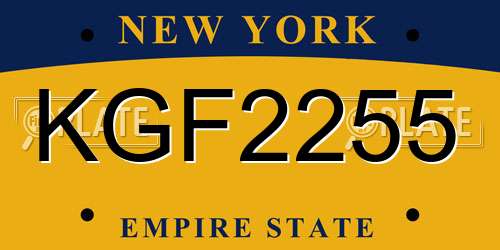KGF2255 New York License Plate