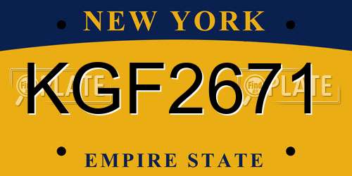 KGF2671 New York License Plate