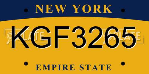 KGF3265 New York License Plate