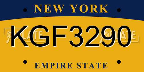 KGF3290 New York License Plate