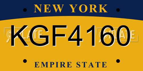 KGF4160 New York License Plate