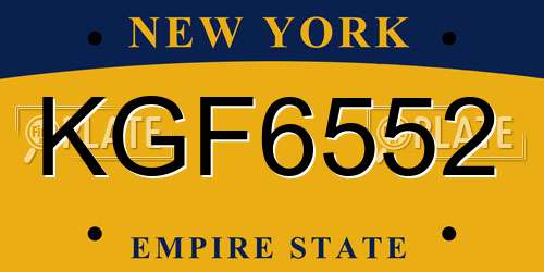 KGF6552 New York License Plate