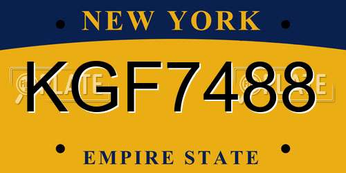 KGF7488 New York License Plate