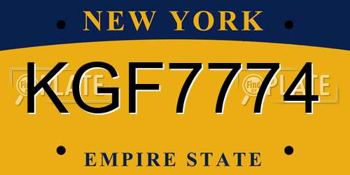 KGF7774 New York License Plate