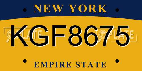 KGF8675 New York License Plate