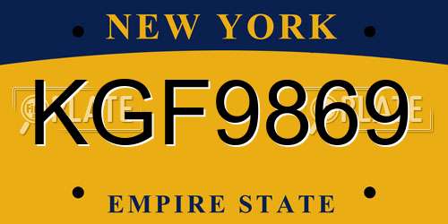 KGF9869 New York License Plate